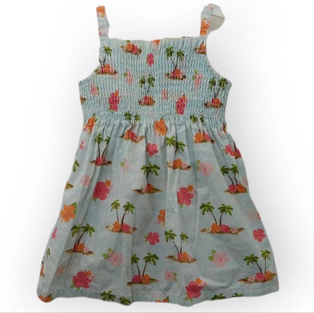Gymboree Sundress 12 - 18 months Light Blue Palm Trees Flowers Island Tropical